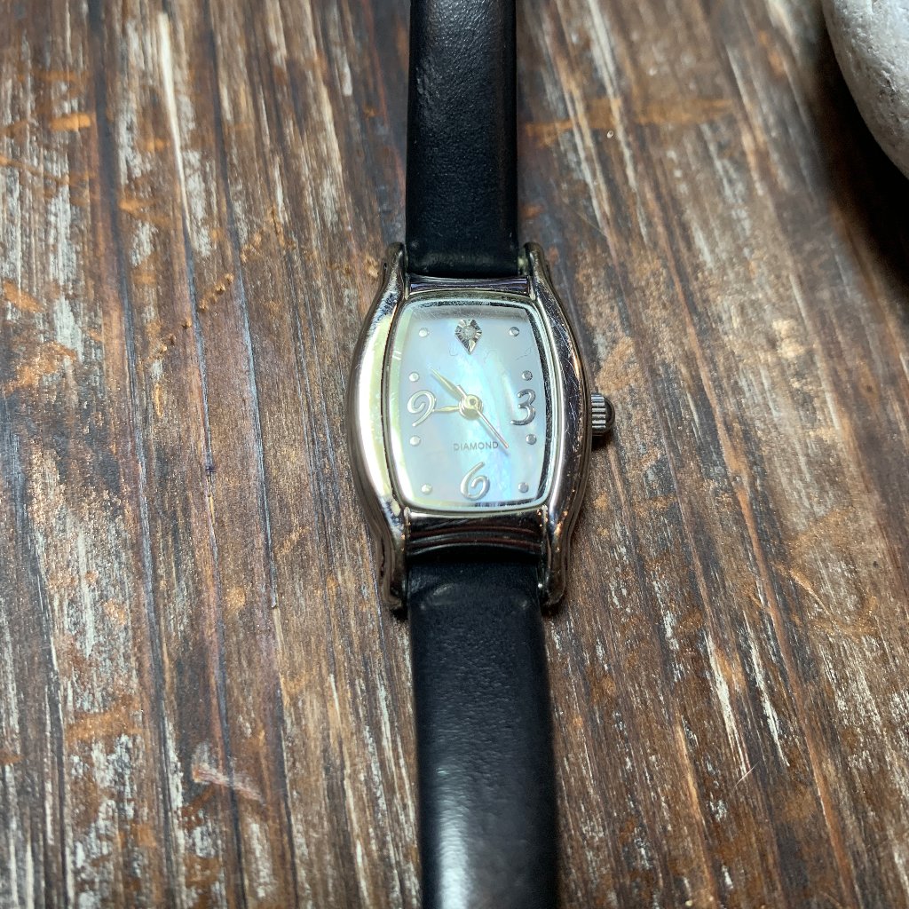 141 Avon Diamond Accent Black Watch WMother Of Pearl Dial